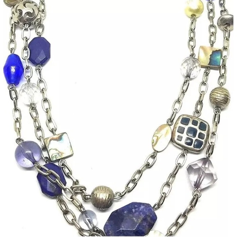 Lia Sophia Jewelry Lia Sophia Carnivale Abalone Sodalite Necklace 3 Strand EUC